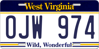 WV license plate OJW974
