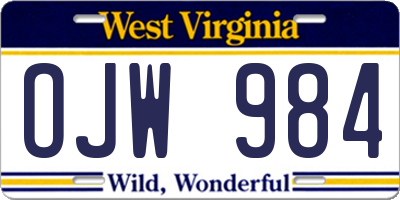 WV license plate OJW984