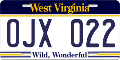 WV license plate OJX022