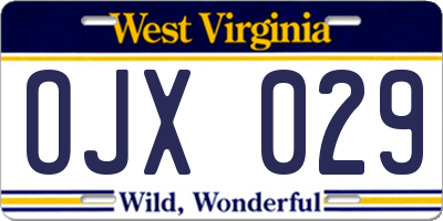 WV license plate OJX029