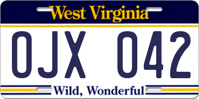 WV license plate OJX042