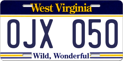 WV license plate OJX050