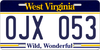 WV license plate OJX053