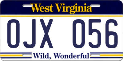 WV license plate OJX056