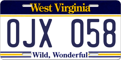 WV license plate OJX058