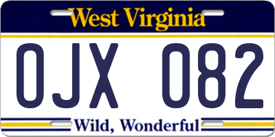 WV license plate OJX082
