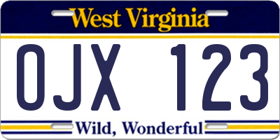 WV license plate OJX123