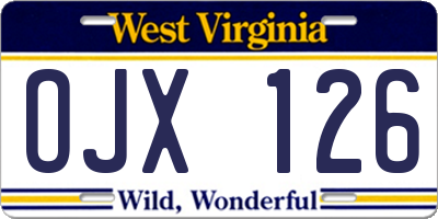 WV license plate OJX126
