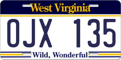 WV license plate OJX135