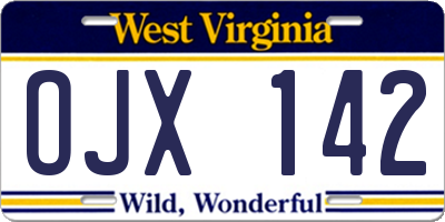 WV license plate OJX142