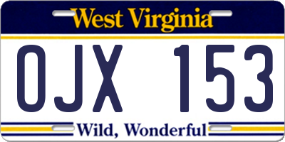 WV license plate OJX153