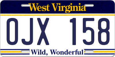 WV license plate OJX158