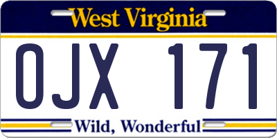 WV license plate OJX171