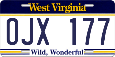 WV license plate OJX177