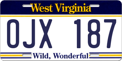 WV license plate OJX187