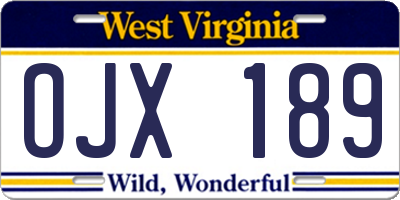 WV license plate OJX189