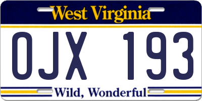WV license plate OJX193