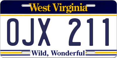 WV license plate OJX211