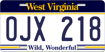WV license plate OJX218