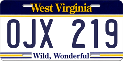 WV license plate OJX219
