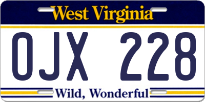 WV license plate OJX228
