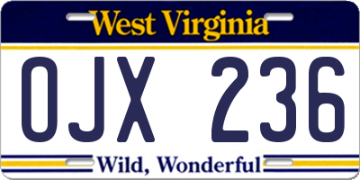 WV license plate OJX236