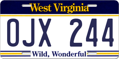 WV license plate OJX244