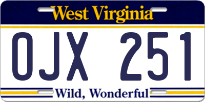 WV license plate OJX251