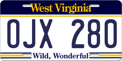 WV license plate OJX280