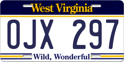 WV license plate OJX297