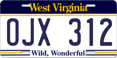 WV license plate OJX312