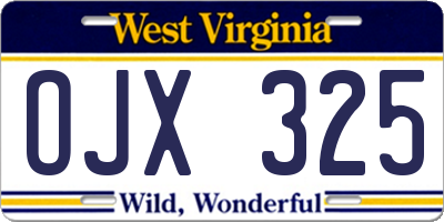 WV license plate OJX325