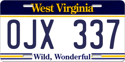 WV license plate OJX337