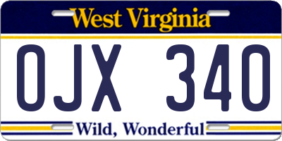 WV license plate OJX340