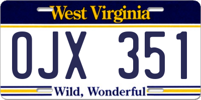 WV license plate OJX351