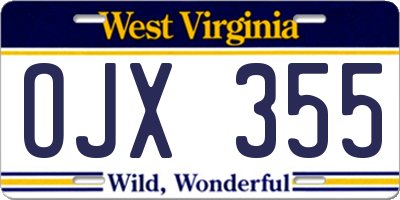 WV license plate OJX355