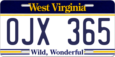 WV license plate OJX365