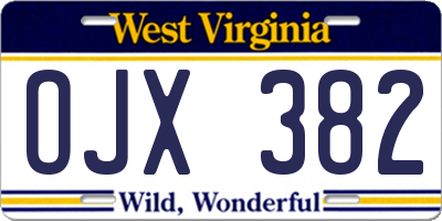 WV license plate OJX382