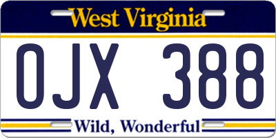 WV license plate OJX388