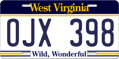 WV license plate OJX398
