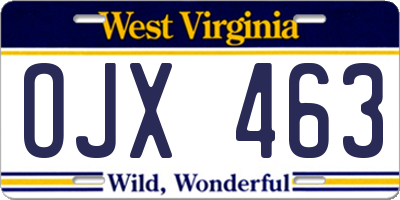 WV license plate OJX463
