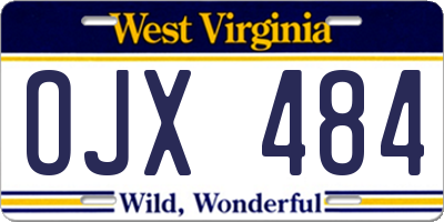WV license plate OJX484