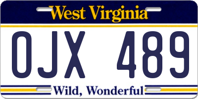 WV license plate OJX489