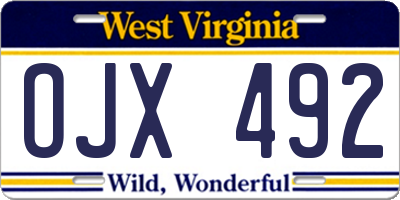 WV license plate OJX492