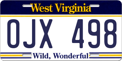 WV license plate OJX498