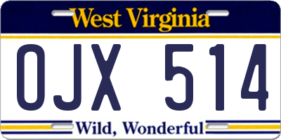 WV license plate OJX514