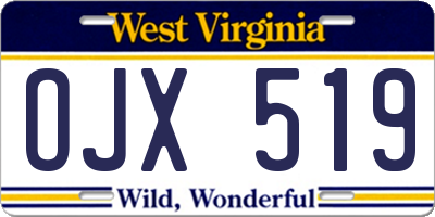WV license plate OJX519