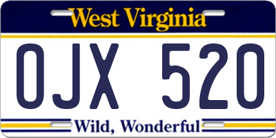 WV license plate OJX520