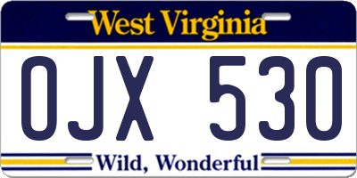 WV license plate OJX530