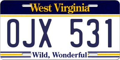 WV license plate OJX531